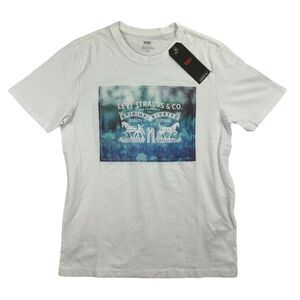 Levi's Mens Crewneck 2-Horse Graphic Short Sleeve T-Shirt White S